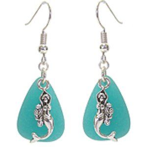 Mermaid Sea Glass Wire Hook Earrings Nickel Free